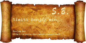 Simits Benjámin névjegykártya